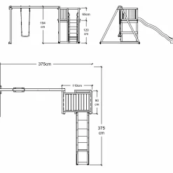 Børn Plus Legetårne^legetårn inkl. gyngestativ, gråsort rutsjebane og gynge
