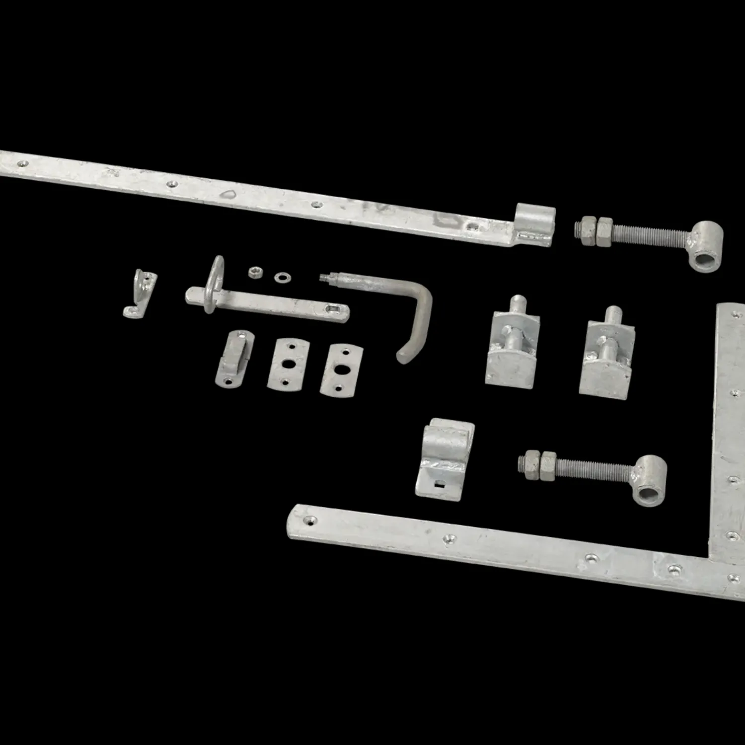 Plus Tilbehør Til Hegn^lågebeslag ti/enkelt-bredlåge m/justerbare stabler varmgalvaniseret
