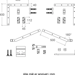 Clearance Plus lågebeslag t/Ligno dobbeltlåge m/justerbare stabler varmgalvaniseret