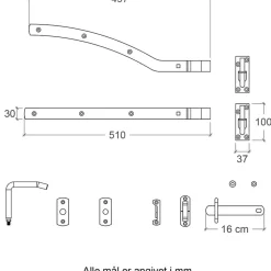 Online Plus lågebeslag t/Ligno enkeltlåge højre varmgalvaniseret