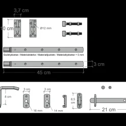 Plus Tilbehør Til Hegn^lågebeslag t/Skagen/Retro enkeltlåge m/justerbare stabler varmgalvaniseret