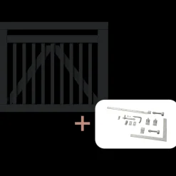 Plus Havelåger^Linea bred låge inkl. beslag 100x80 cm sort