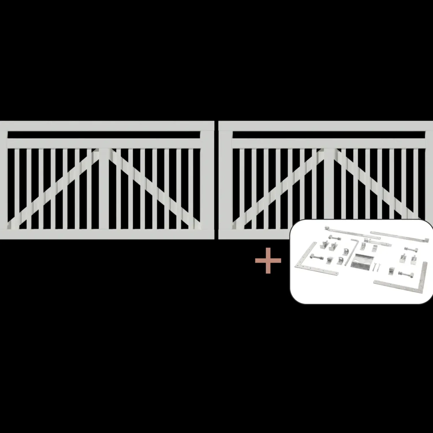 Clearance Plus Linea dobbeltlåge låge inkl. beslag 300x80 cm hvid