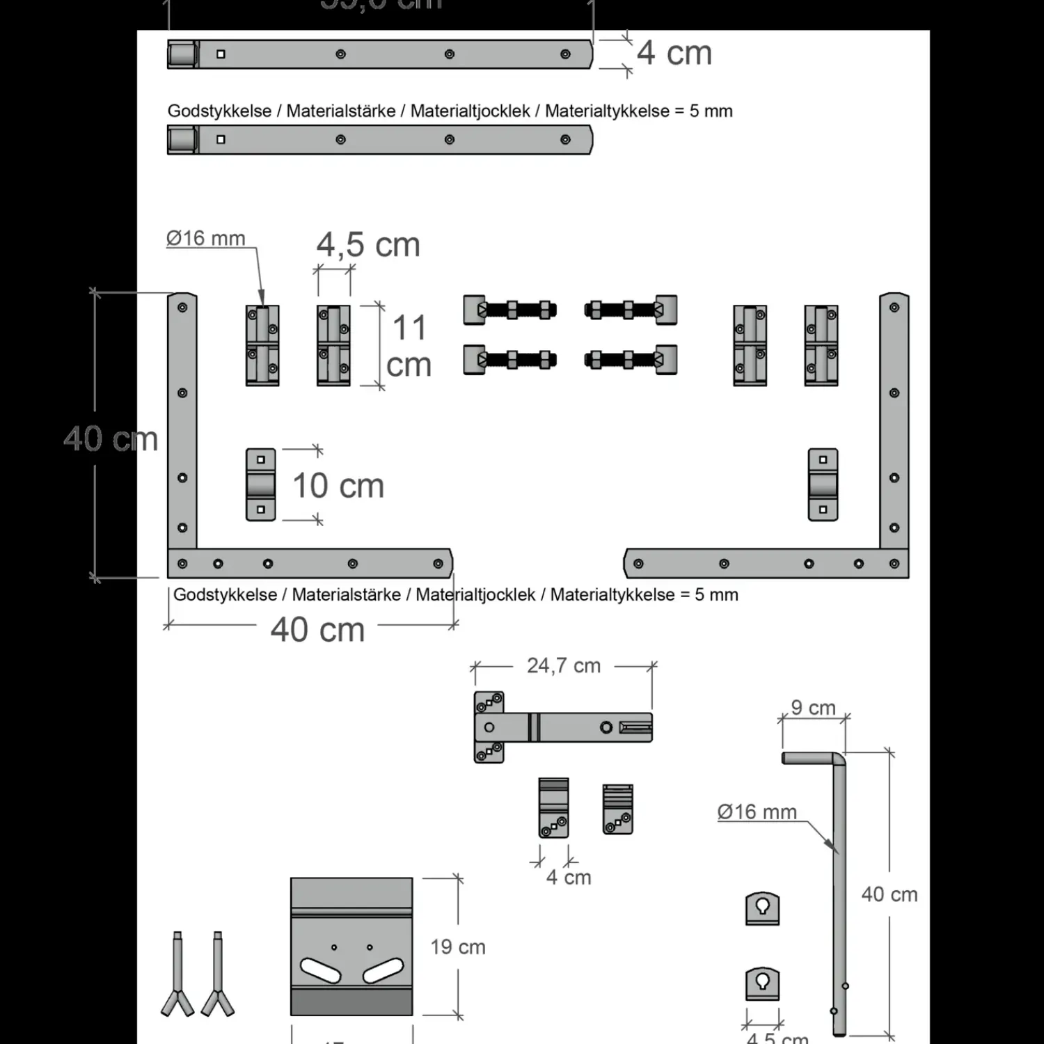 Clearance Plus Linea dobbeltlåge låge inkl. beslag 300x80 cm hvid