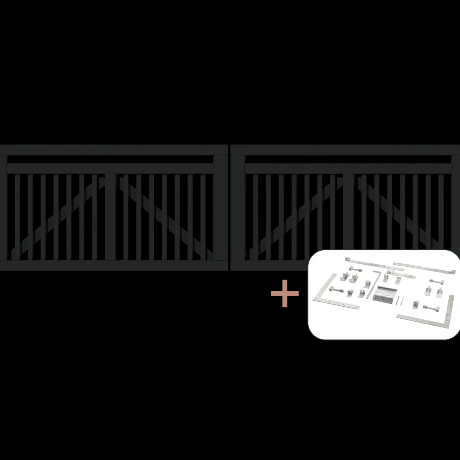Online Plus Linea dobbeltlåge låge inkl. beslag 300x80 cm sort