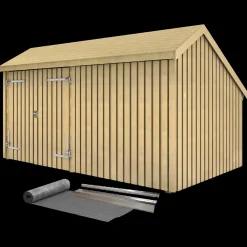 Redskabsskure I Træ^Plus Multi havehus 10,5 m² 2 moduler med dobbeltdør og lukket front