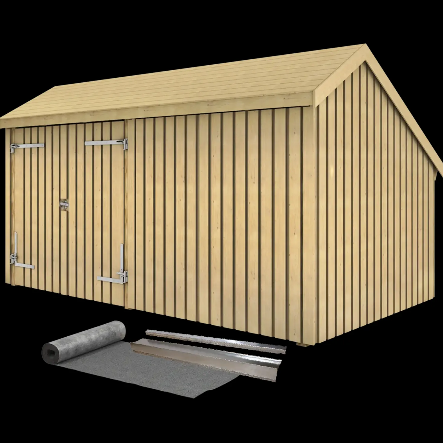 Redskabsskure I Træ^Plus Multi havehus 10,5 m² 2 moduler med dobbeltdør og lukket front