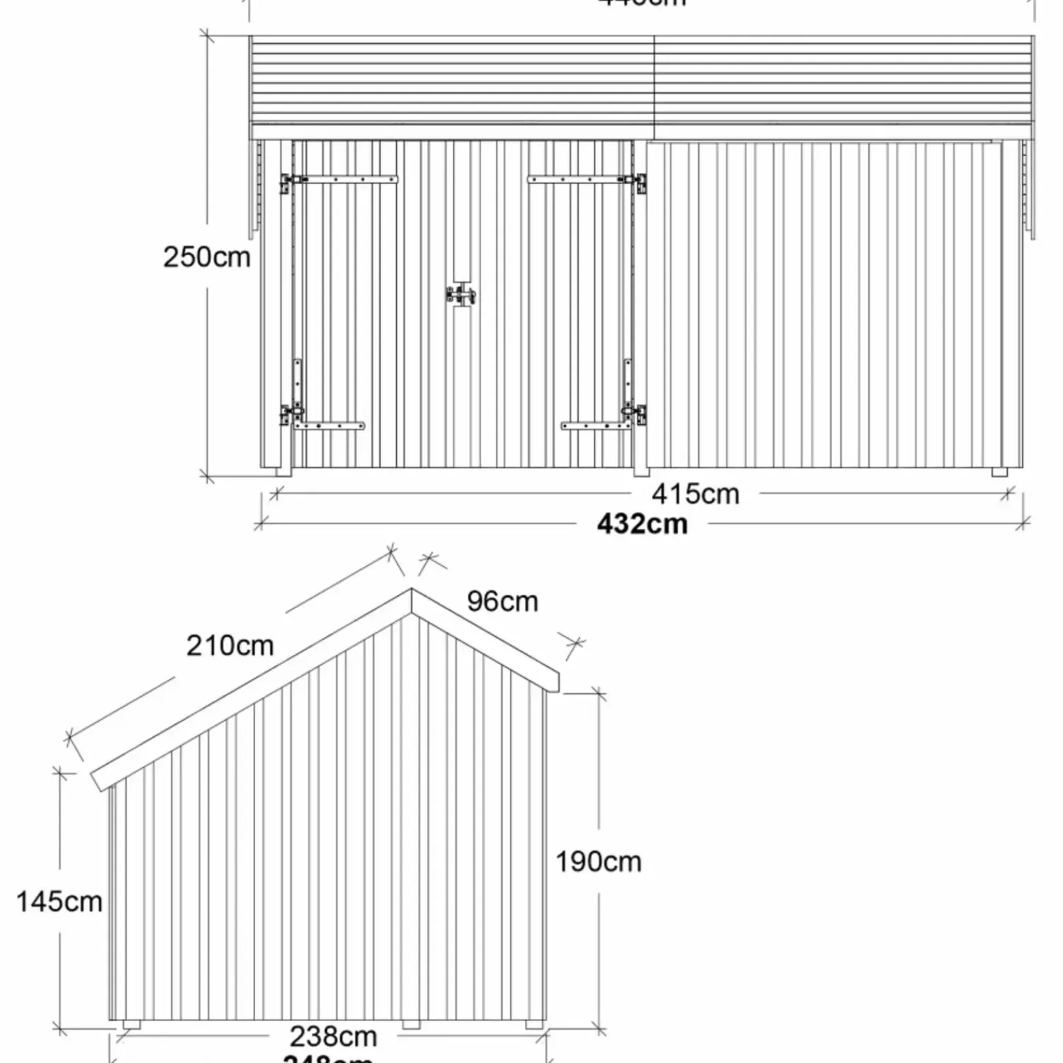 Redskabsskure I Træ^Plus Multi havehus 10,5 m² 2 moduler med dobbeltdør og lukket front