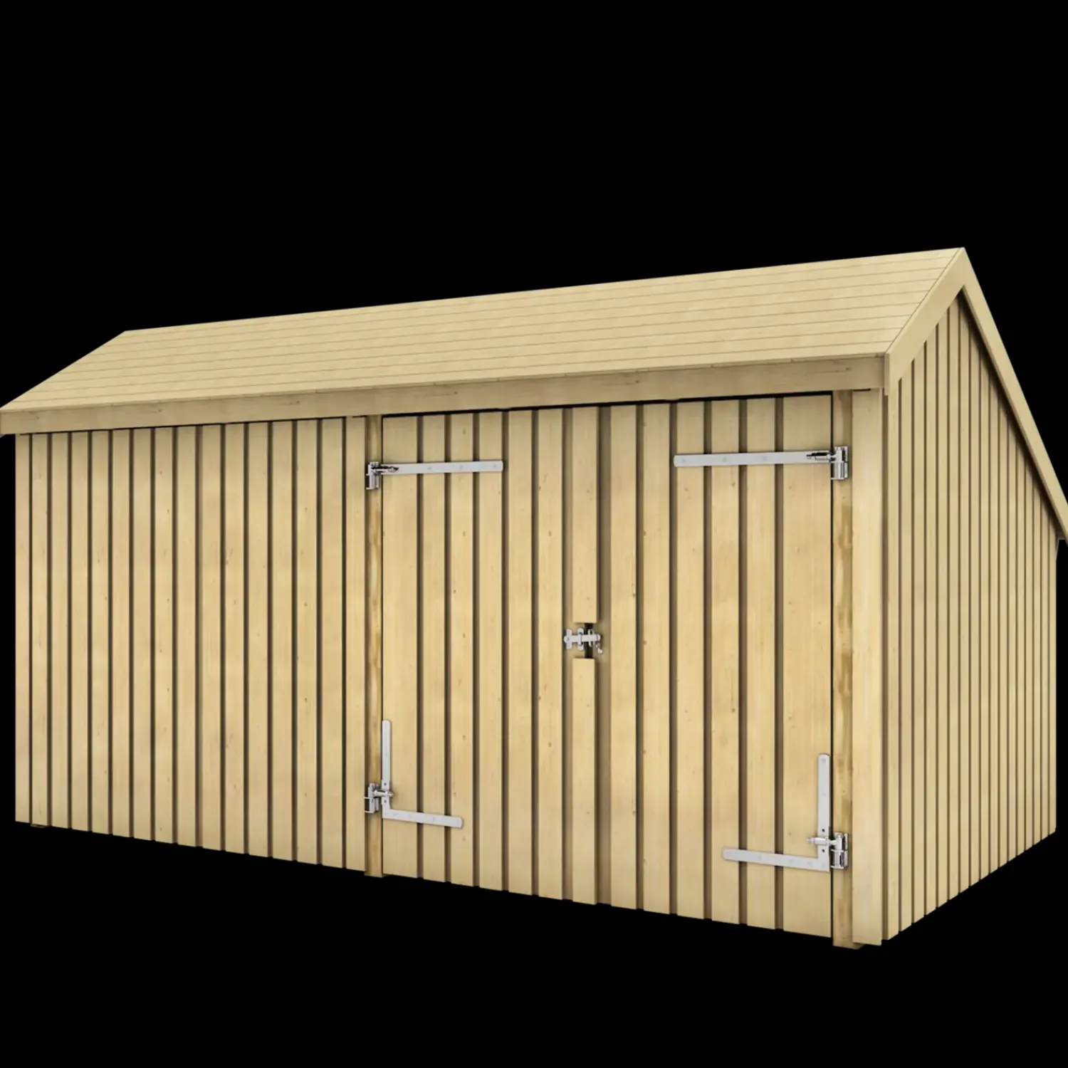 Redskabsskure I Træ^Plus Multi havehus 10,5 m² 2 moduler med dobbeltdør og lukket front