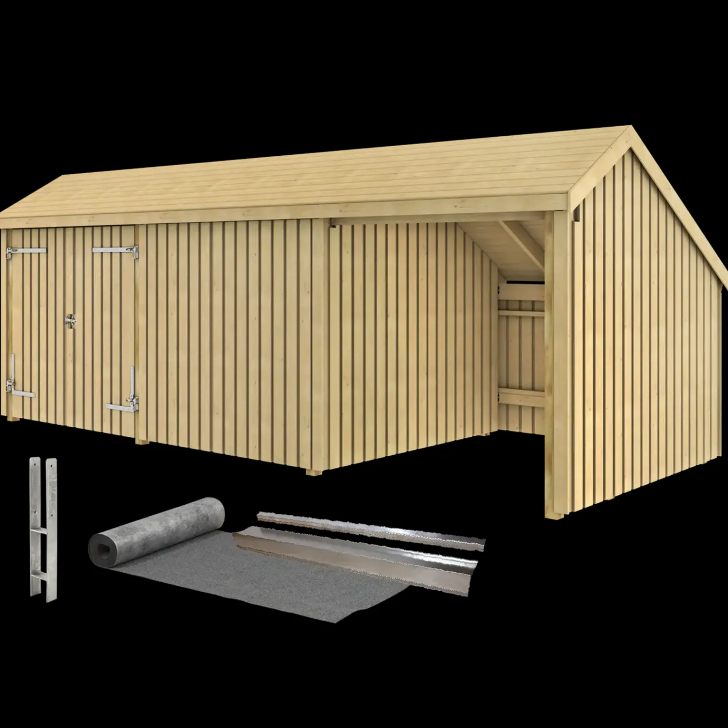 Outlet Plus Multi havehus 15,5 m² 3 moduler med dobbeltdør og lukket/åbent front