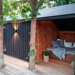 Outlet Plus Multi havehus 15,5 m² 3 moduler med dobbeltdør og lukket/åbent front