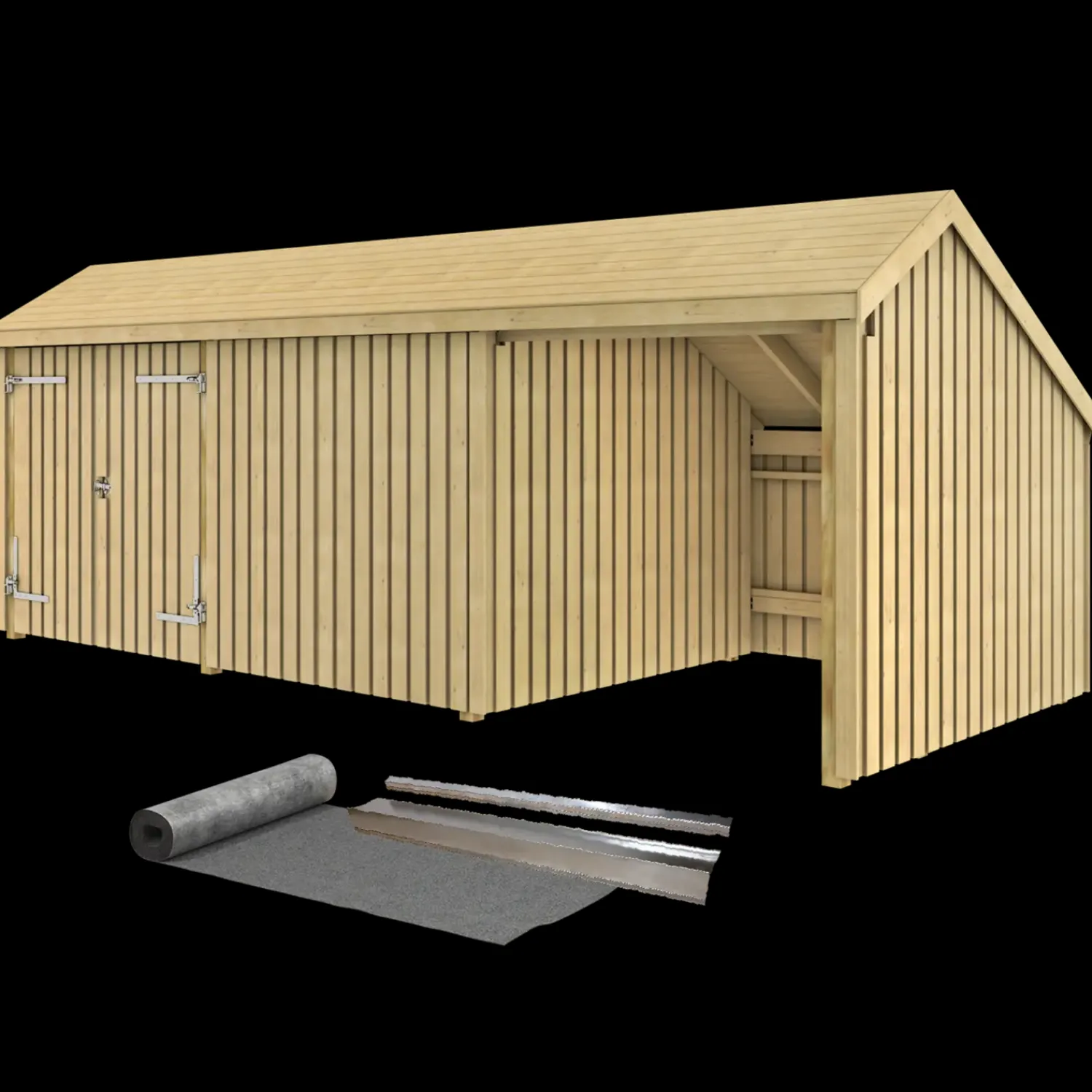 Outlet Plus Multi havehus 15,5 m² 3 moduler med dobbeltdør og lukket/åbent front