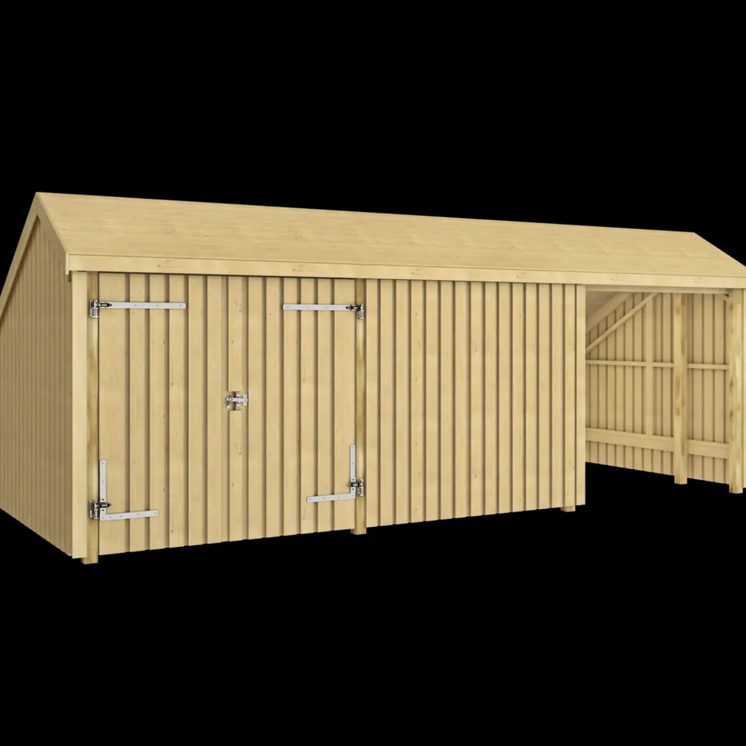 Outlet Plus Multi havehus 15,5 m² 3 moduler med dobbeltdør og lukket/åbent front