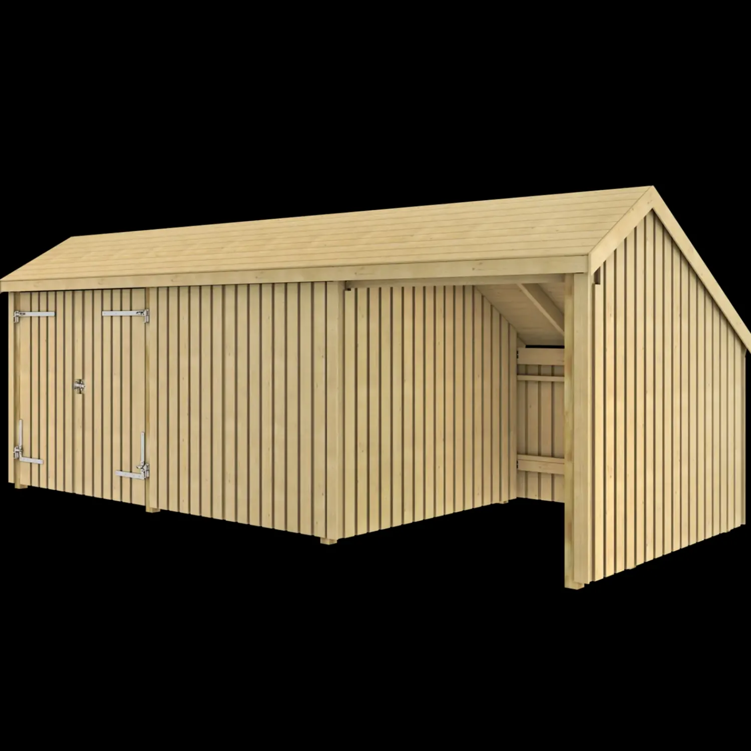 Outlet Plus Multi havehus 15,5 m² 3 moduler med dobbeltdør og lukket/åbent front