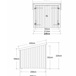 Outlet Plus Nordic cykelskur 5 m² modul1 med dobbeltdør