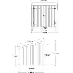 Outlet Plus Nordic cykelskur 5 m² modul1 med dobbeltdør