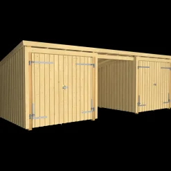 Plus Nordic Multi havehus 14 m² 3 moduler med 2 dobbeltdøre og åben front