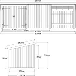 Outlet Plus Nordic Multi havehus 14 m² 3 moduler med dobbeltdør og lukket/åben front