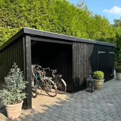 Outlet Plus Nordic Multi havehus 14 m² 3 moduler med dobbeltdør og lukket/åben front