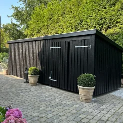Plus Redskabsskure I Træ^Nordic Multi Havehus 14 m²  3 moduler m/dobbeltdør og lukket front