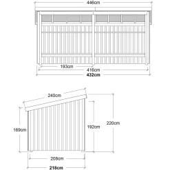 Clearance Plus Nordic Multi havehus 9,5 m² 2 moduler med åben front