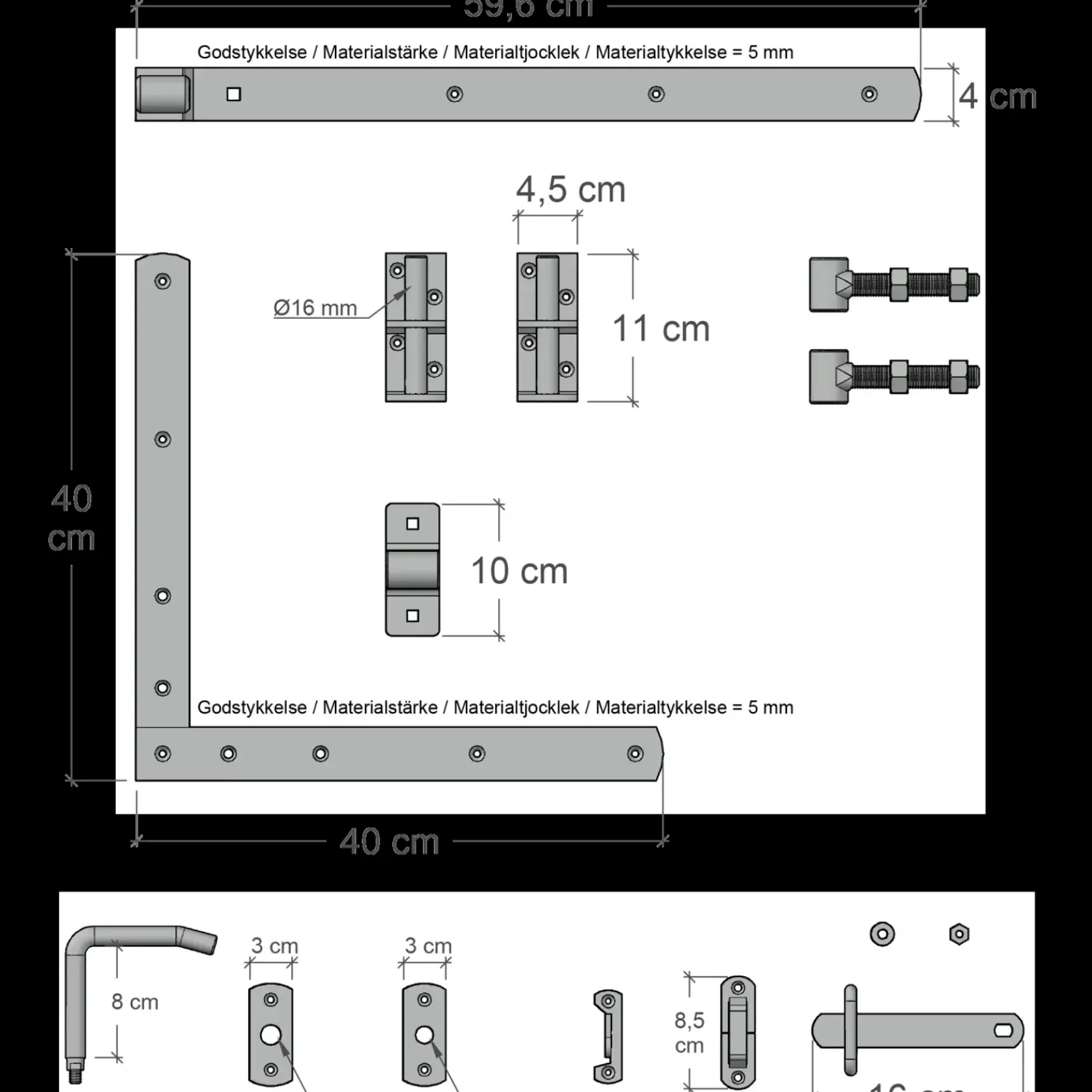 Clearance Plus Nostalgi enkeltlåge inkl. beslag 100x95 cm hvid
