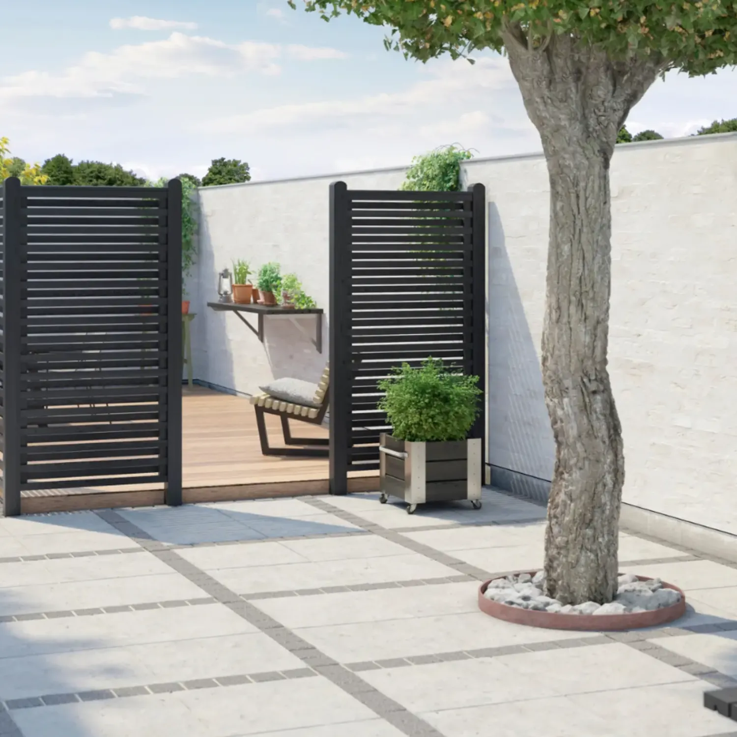 Plus Lamelhegn^Osaka hegn 90x180 cm sort