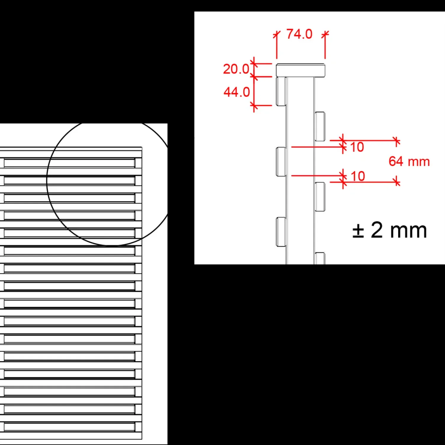 Plus Lamelhegn^Osaka hegn 90x180 cm sort