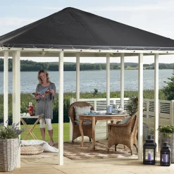 Pergolaer Og Markiser^Plus Pavillon 1 åben modul med sort tagdug trykimprægneret