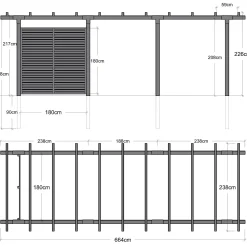 Plus Pergola dobbelt 3 moduler m/Tokyo hegn sort