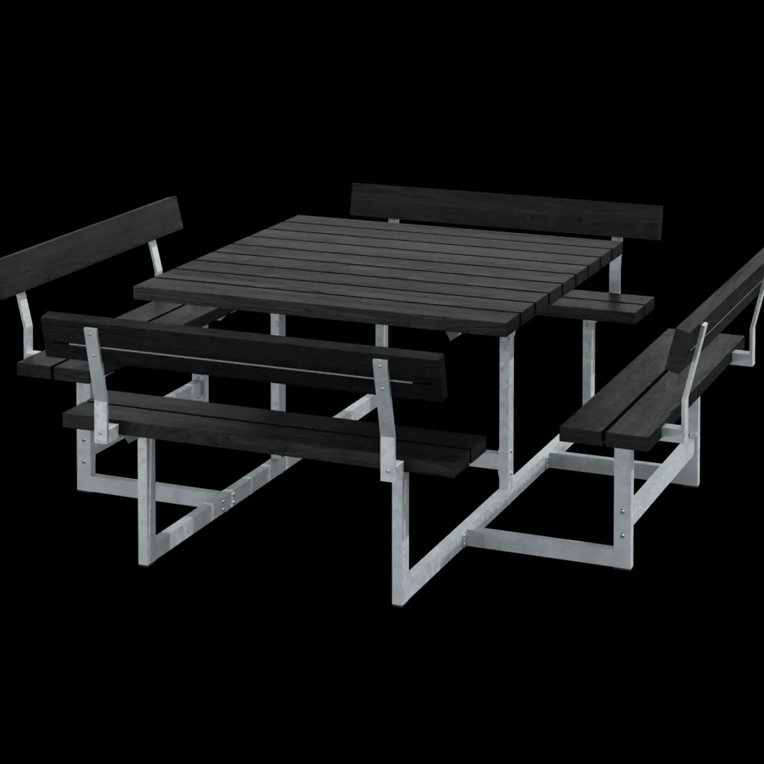 Sale Plus Picnic Bord/Bænkesæt m/4 ryglæn 224 cm RePlast Sort