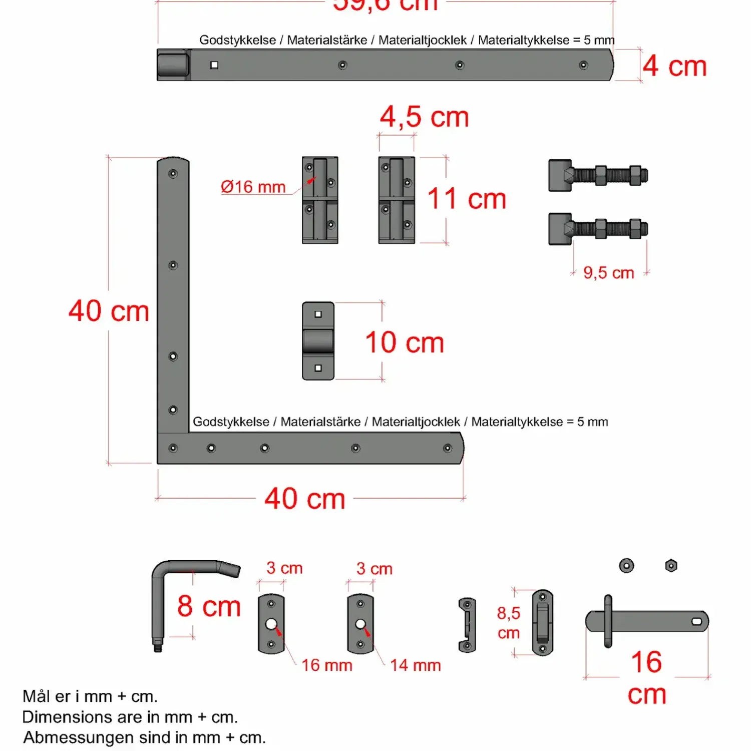 Plus Havelåger^Plank enkeltlåge inkl. beslag 100×163 cm