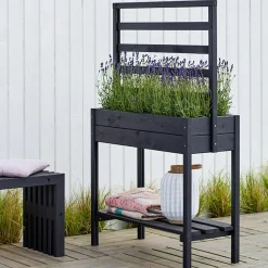 Discount Plus Plantekasse på ben m/espalier 88x37x137 cm Grundmalet sort