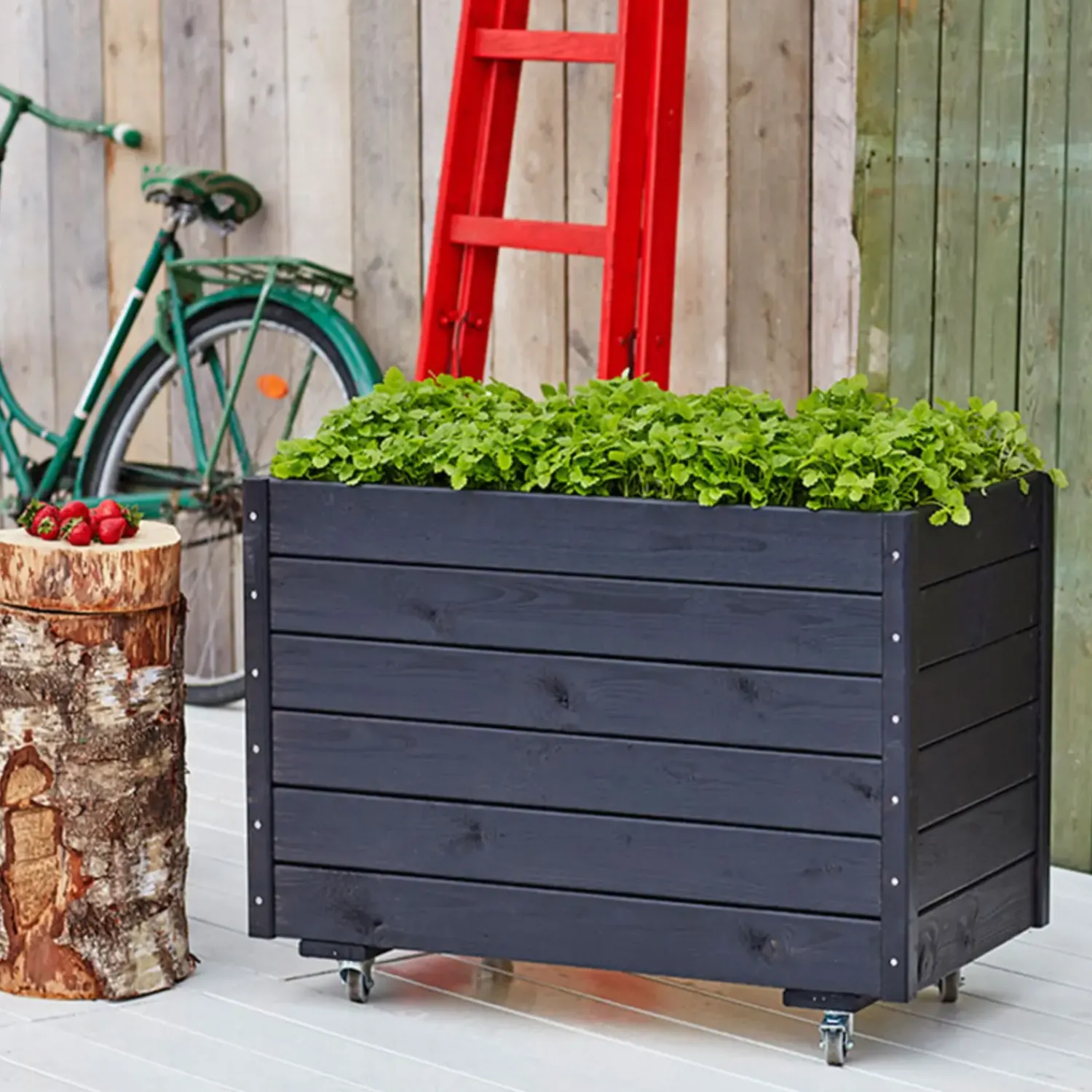 Plus Plantekasser^plantekasse på ben 88x37x39 cm sort