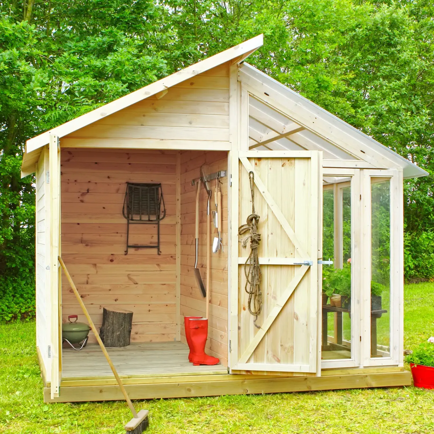 Plus Mellem Drivhuse 4-10 M²|Redskabsskure I Træ^redskabsrum/drivhus ubehandlet 6,6 m²