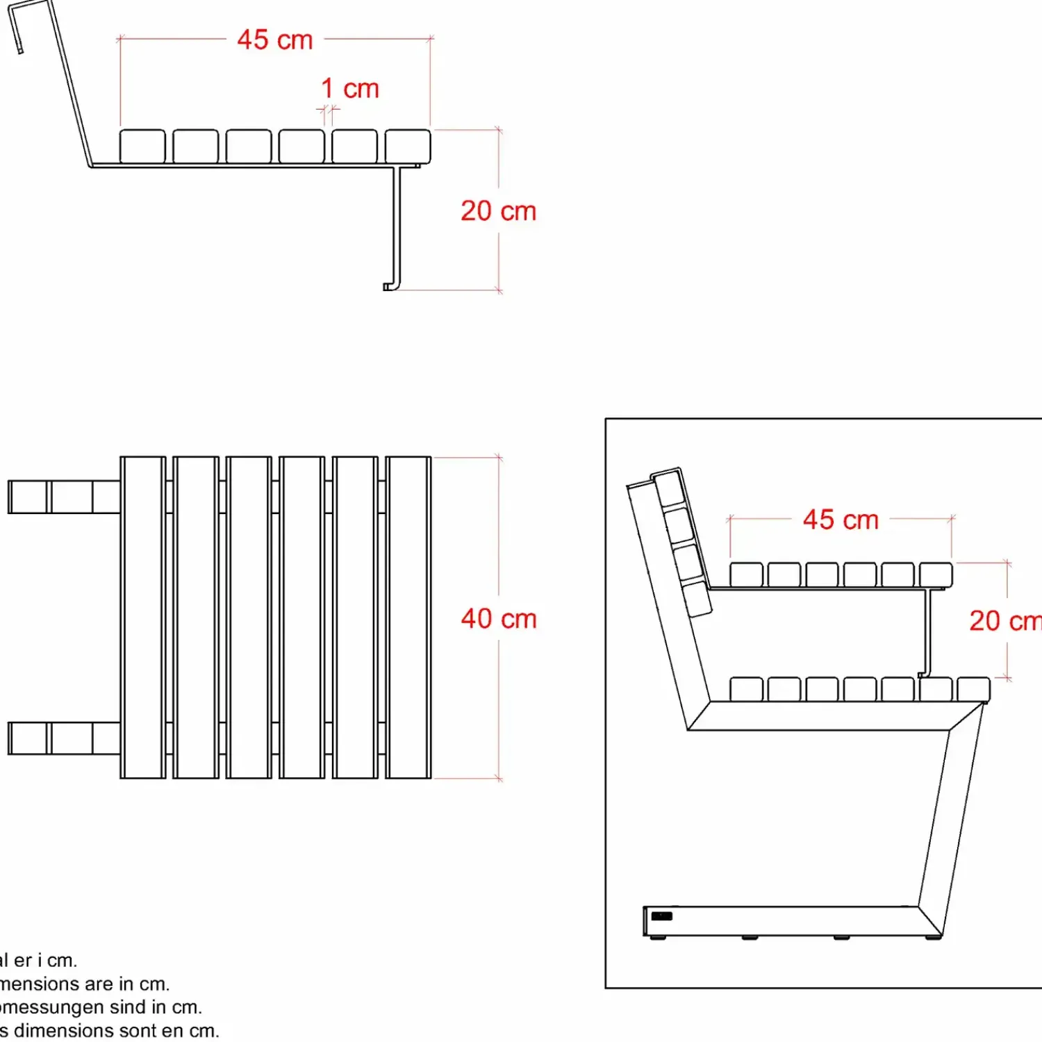 Plus Bord- Og Bænkesæt^Relax hængebord 40 cm ThermoWood®