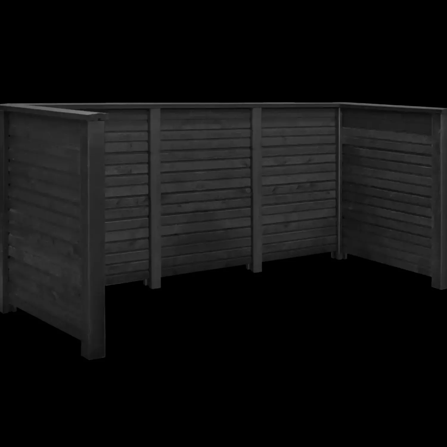 Plus Renovationsskjuler^Renovationsskjul Plank Profil sort m/træstolper til nedgravning Sort