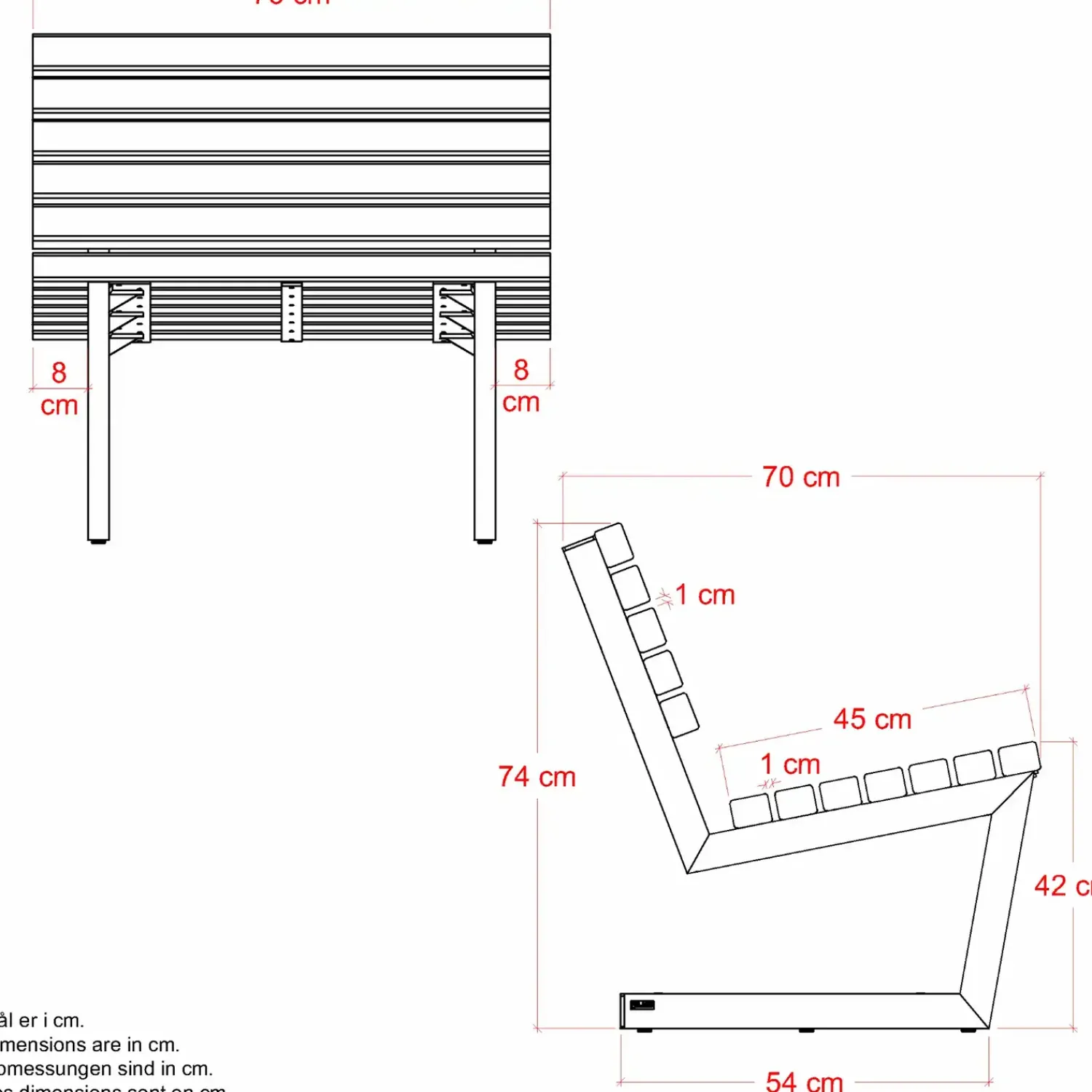 Plus Bord- Og Bænkesæt^Siesta Living stol 75 cm
