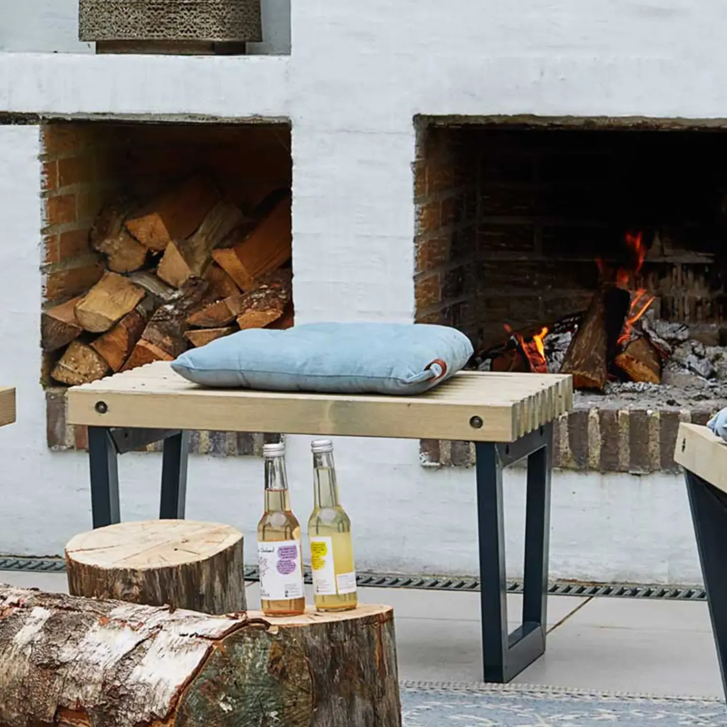 Plus Bord- Og Bænkesæt^Siesta rustik skammel/bord 80 cm