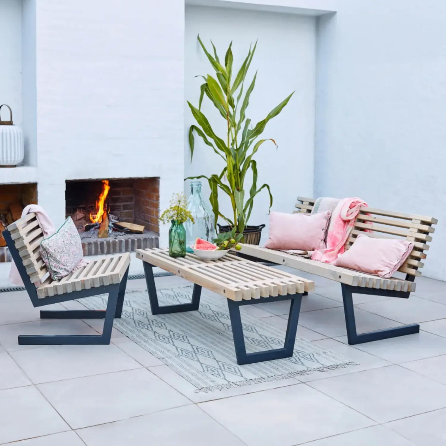 Plus Bord- Og Bænkesæt^Siesta rustik trallesofa 140 cm