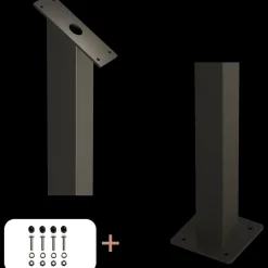 Plus Stolper Og Hegnspæle^Stålstolpe m/fod inkl. bolte  til trappe gelænder  4,5x4,5x87,1/80,4 cm sort