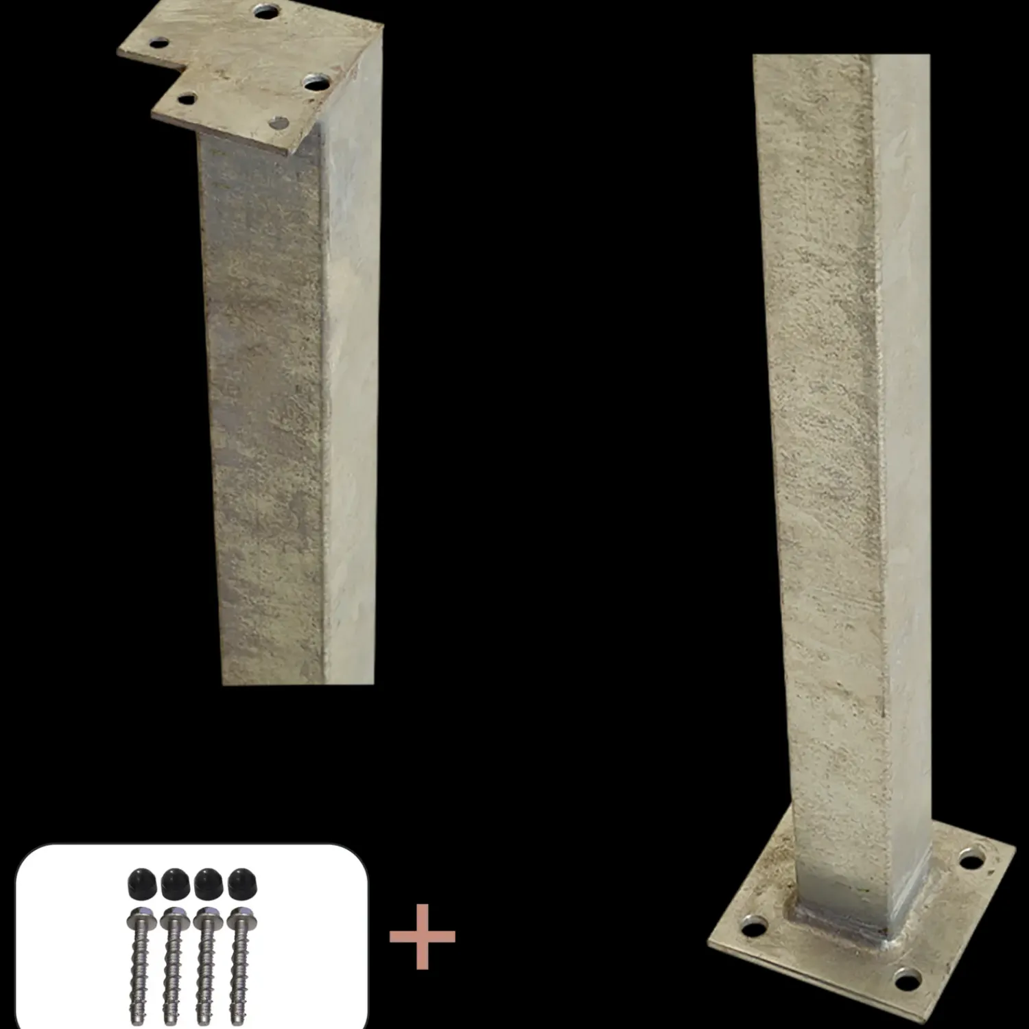 Clearance Plus Stålstolpe m/fod til håndliste inkl. bolte hjørnestolpe 4,5x4,5x103,3 cm