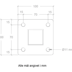 Clearance Plus Stålstolpe m/fod til håndliste inkl. bolte  hjørnestolpe  4,5x4,5x103,3 cm