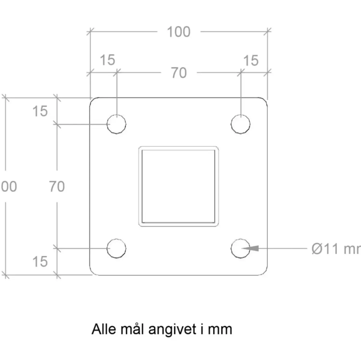 Clearance Plus Stålstolpe m/fod til håndliste inkl. bolte hjørnestolpe 4,5x4,5x103,3 cm