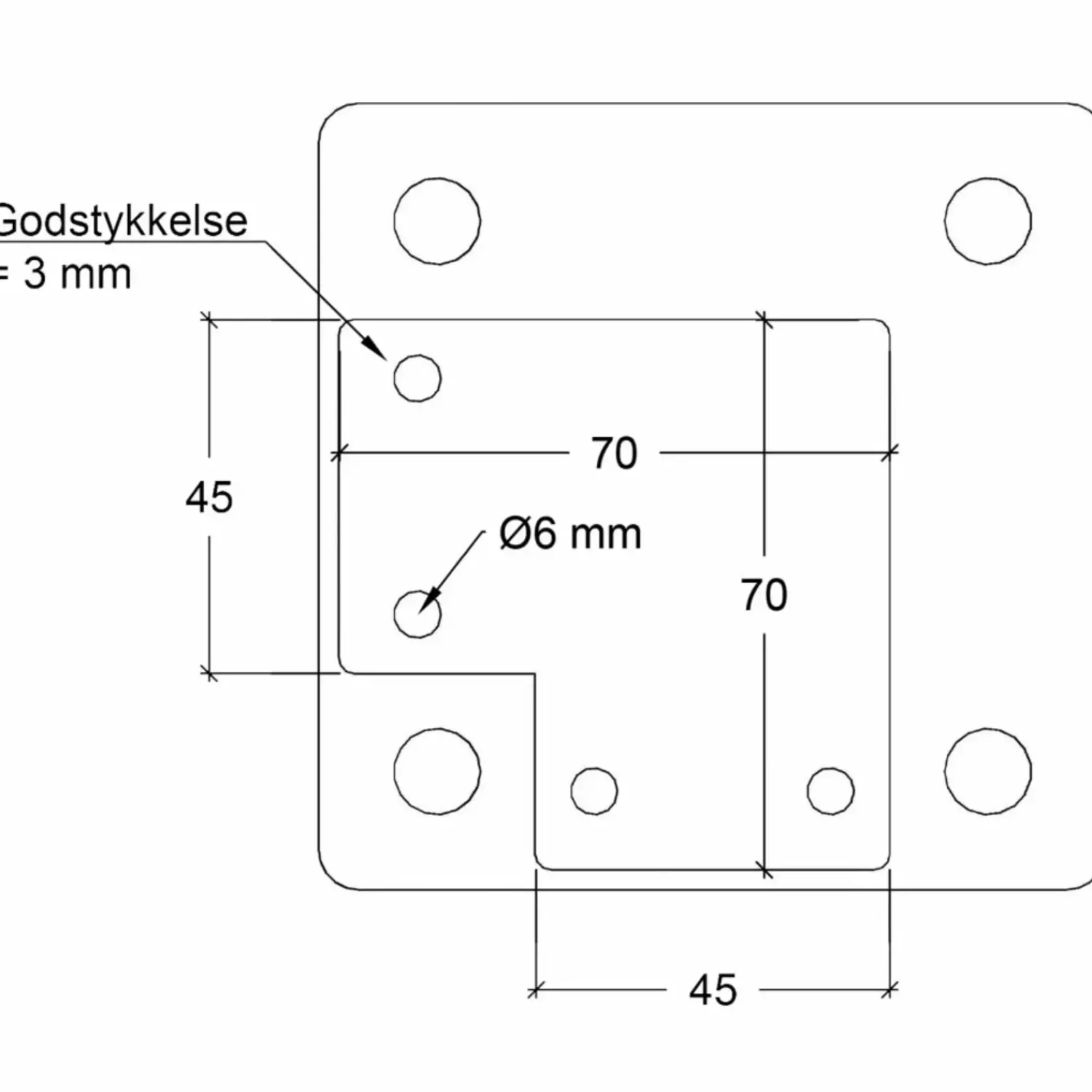 Plus Stolper Og Hegnspæle^Stålstolpe m/fod til håndliste hjørnestolpe 4,5x4,5x103,3 cm