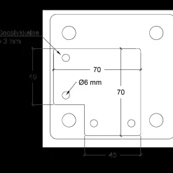 Plus Stolper Og Hegnspæle^Stålstolpe m/fod til håndliste hjørnestolpe 4,5x4,5x103,3 cm