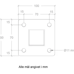 New Plus Stålstolpe m/fod til håndliste  4,5x4,5x103,3 cm