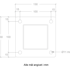 New Plus Stålstolpe m/fod 8x8x96 cm  inkl. 1 stk. stolpeafdækning/bolte