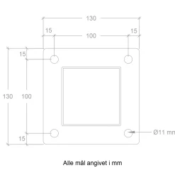 Online Plus Stålstolpe m/fod 8x8x186 cm  inkl. 1 stk. stolpeafdækning/bolte