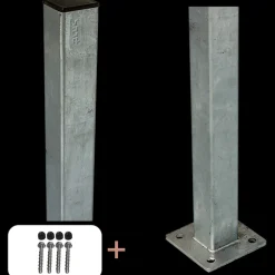 Outlet Plus Stålstolpe m/fod 4,5x4,5x132 cm m/stolpeafdækning/bolte
